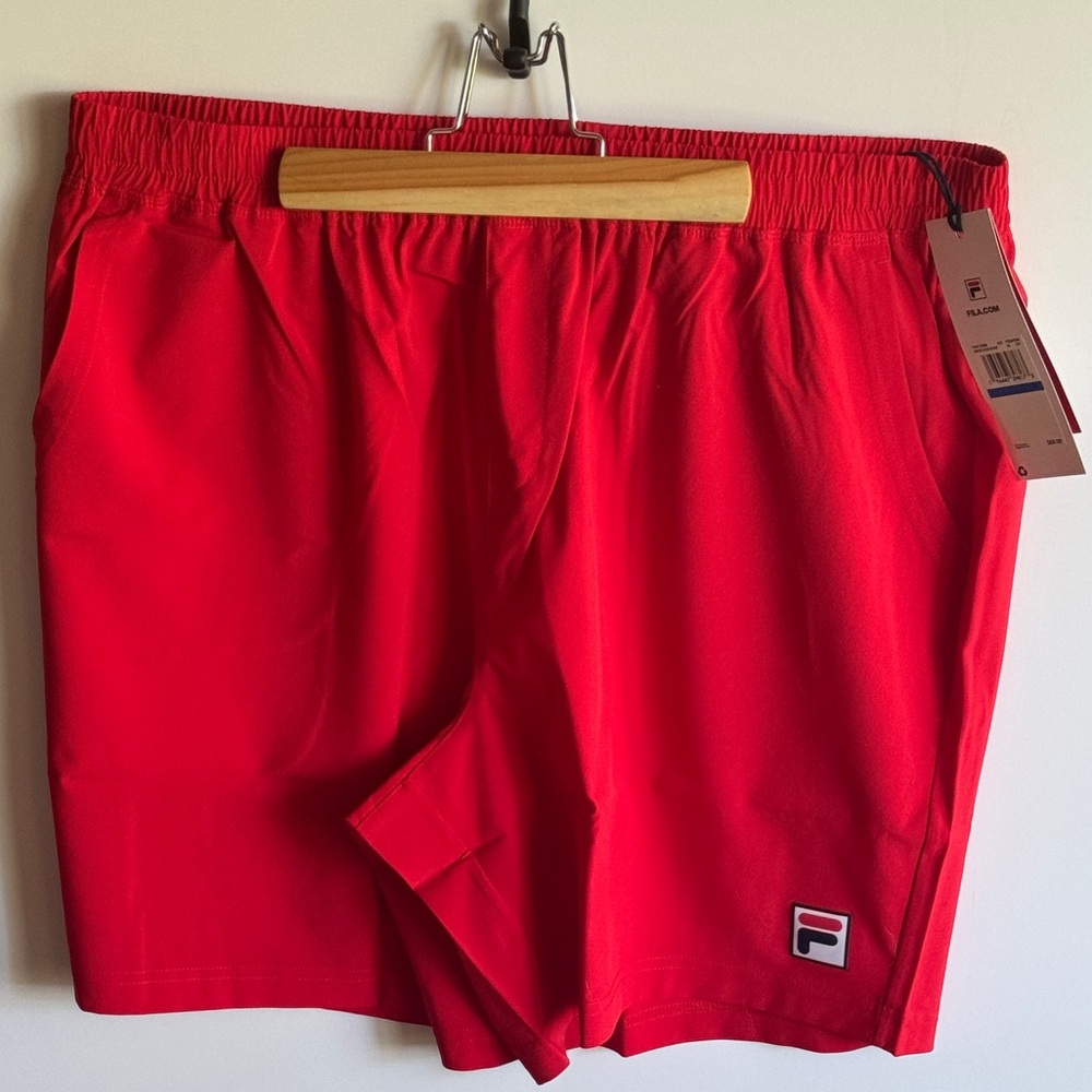 Men’s Fila Tennis/Pickleball Shorts. XL. Primary Red.